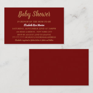 Einfach & modern, Red & Gold Baby Duschkarte Visitenkarte