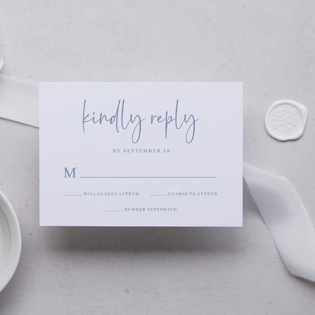 Einfach modern und Minimalistisch | Dusty Blue Wed RSVP Karte (Von Creator hochgeladen)