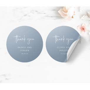 Einfach modern und Minimalistisch   Dusty Blue Wed Runder Aufkleber