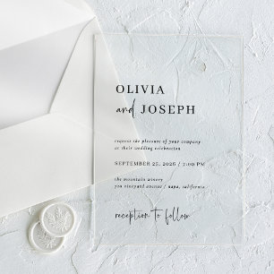 Einfach, modern und Minimalistisch   Hochzeit Acryleinladungen