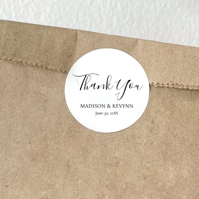 Einfach modern und Minimalistisch | Hochzeit Runder Aufkleber (Von Creator hochgeladen)