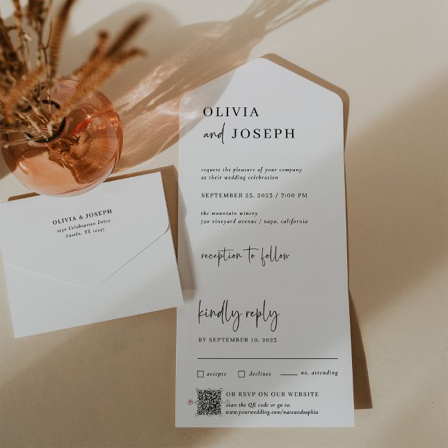 Einfach modern und Minimalistisch | HochzeitQR-Cod All In One Einladung (Von Creator hochgeladen)