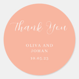 Einfach modern und Minimalistisch | Peach Wedding Runder Aufkleber