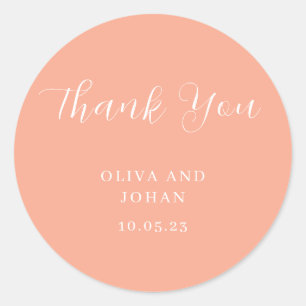 Einfach modern und Minimalistisch Peach Wedding Runder Aufkleber