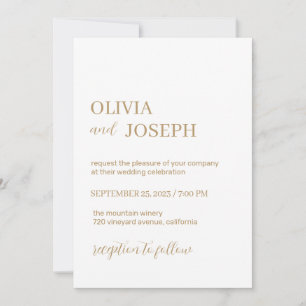 Einfach modern und Minimalistisch   White Gold Wed Einladung