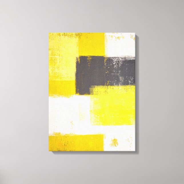 "Einfach moderne" Abstrakte Kunst in Grau und Gelb Leinwanddruck (Vorderseite)