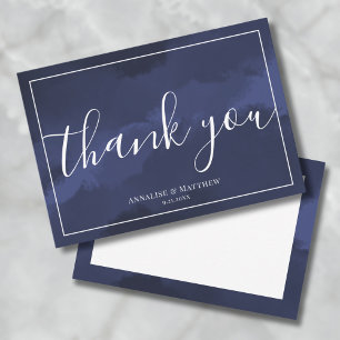 Einfach Moderne Elegante Hochzeit Marineblau Dankeskarte