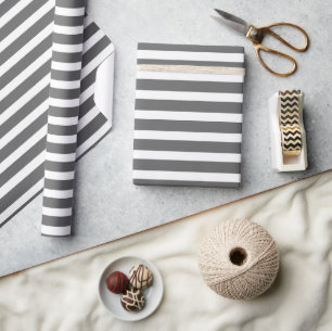 Einfach moderne grau-weiße gestreifte Minimalist  Geschenkpapier