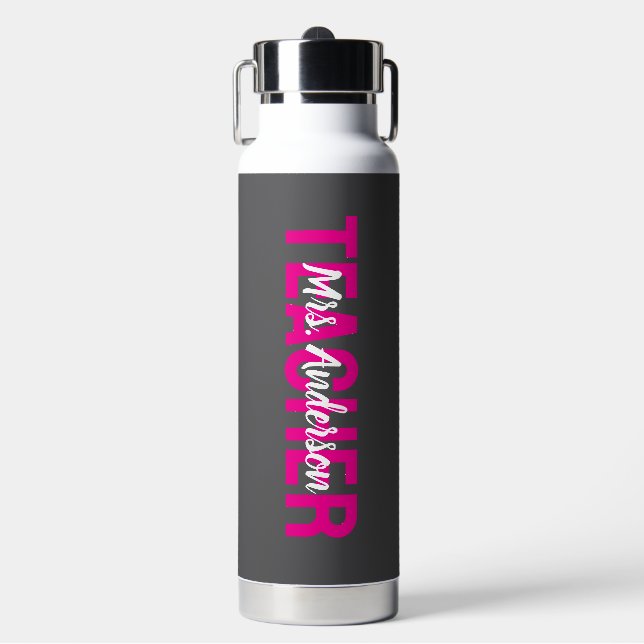 Einfach moderne graue Lehrerin Trinkflasche (Vorderseite)