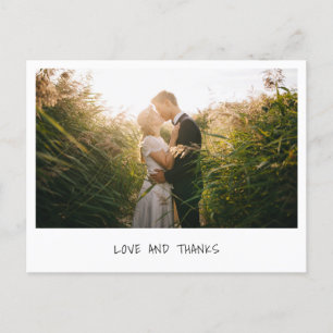 Einfach moderne minimalistische Foto-Hochzeit Dank Postkarte