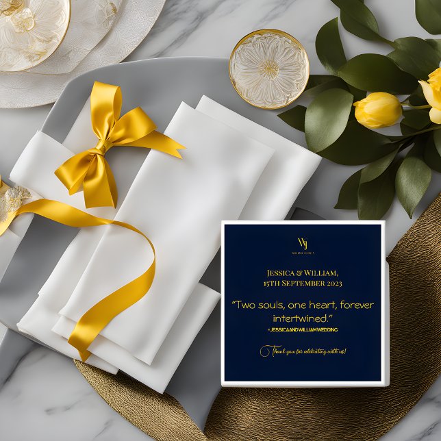 Einfach moderne Navy Blue und Gold Wedding Napkins Serviette (Von Creator hochgeladen)