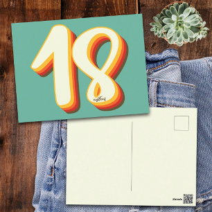 Einfach Moderne Retro Groovy Achtzehn 18. Geburtst Postkarte