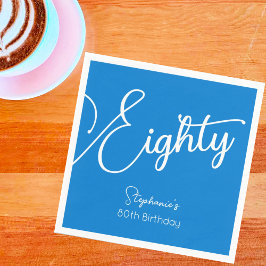 Einfach moderne Script Blue 80. Geburtstagsparty Serviette