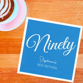 Einfach moderne Script Blue 90. Geburtstagsparty Serviette