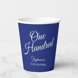 Einfach moderne Script Navy Blue 100. Geburtstag Pappbecher