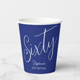 Einfach moderne Script Navy Blue 60. Geburtstagspa Pappbecher