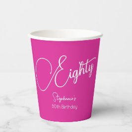 Einfach moderne Script Pink 80. Geburtstagsparty Pappbecher