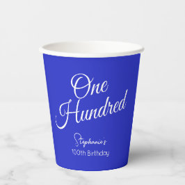 Einfach moderne Script Royal Blue 100. Geburtstag Pappbecher