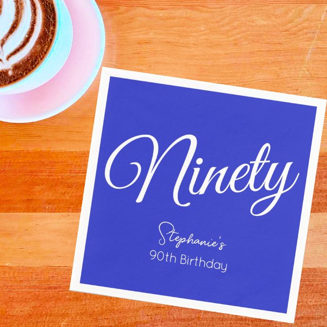 Einfach moderne Script Royal Blue 90. Geburtstag Serviette (Von Creator hochgeladen)