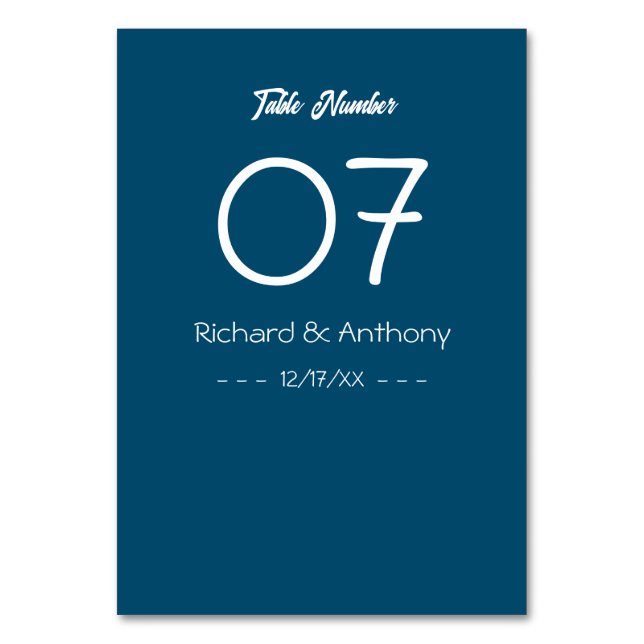 Einfach moderne, trendige Hochzeit Tischnummer (Vorderseite)