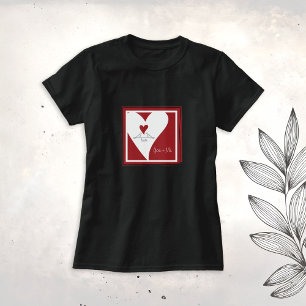 Einfach Moderne Vögel in Liebe rotes Herz T-Shirt