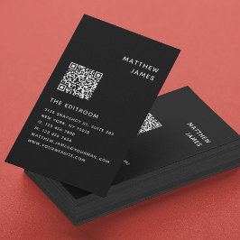Einfach moderner Minimaler Schwarz-weißer QR-Code Visitenkarte