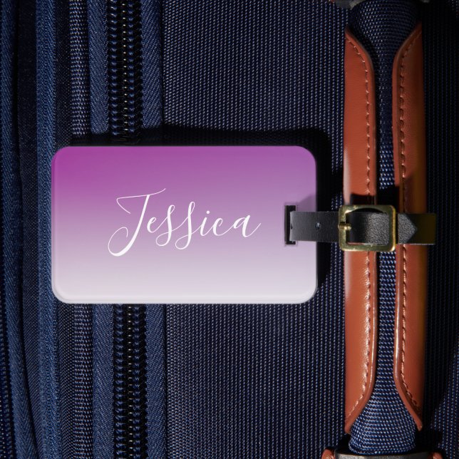 Einfach moderner Minimalismus Lila Ombre Gradient Gepäckanhänger (Vorderseite Insitu 4)