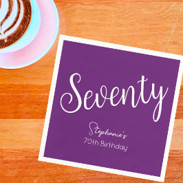 Einfach moderner Script Herbst Lila 70. Geburtstag Serviette