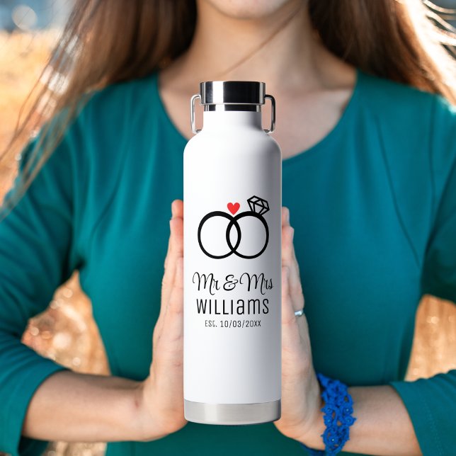 Einfach modernes MR & MRS mit Rings,Personalisiert Trinkflasche (Von Creator hochgeladen)