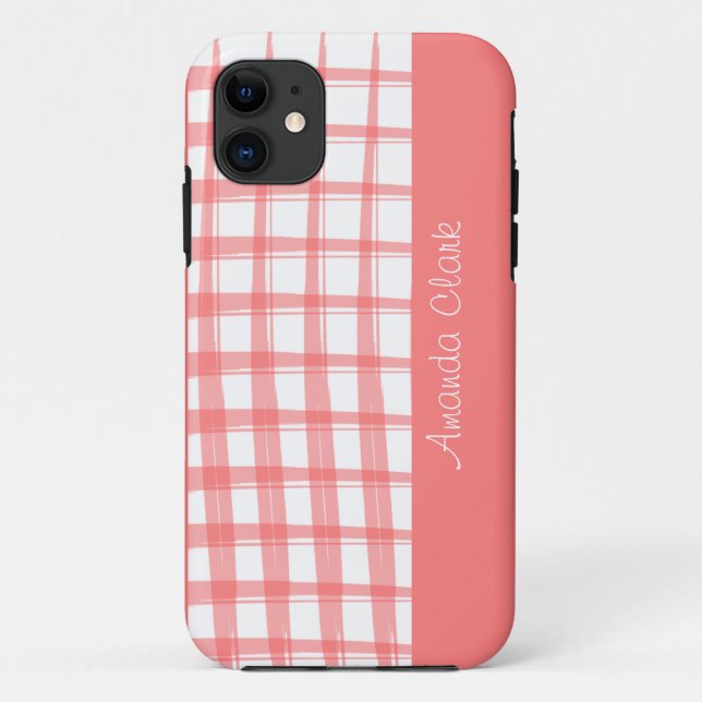 Einfach modernes rotes Gitterdesign Case-Mate iPhone Hülle (Rückseite)
