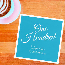 Einfach modernes Script Aqua Blue 100. Geburtstag Serviette