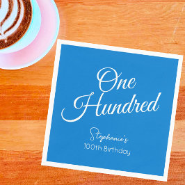 Einfach modernes Script Blue 100. Geburtstagsparty Serviette