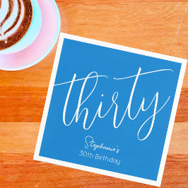 Einfach modernes Script Blue 30. Geburtstag Party Serviette