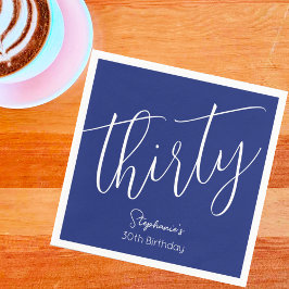 Einfach modernes Script Navy Blue 30. Geburtstag P Serviette