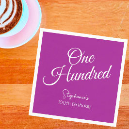 Einfach modernes Skript Dunkelrosa 100. Geburtstag Serviette