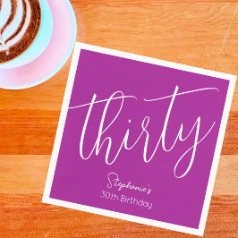 Einfach modernes Skript Dunkelrosa 30. Geburtstag Serviette