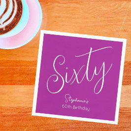 Einfach modernes Skript Dunkelrosa 60. Geburtstag Serviette
