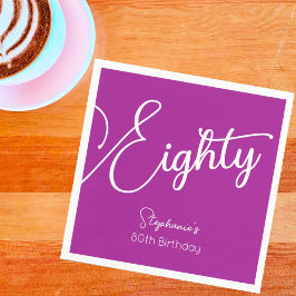 Einfach modernes Skript dunkles Rosa 80. Geburtsta Serviette