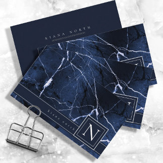 Einfach Monogarm blau und weiß gestalten ID672 Visitenkarte