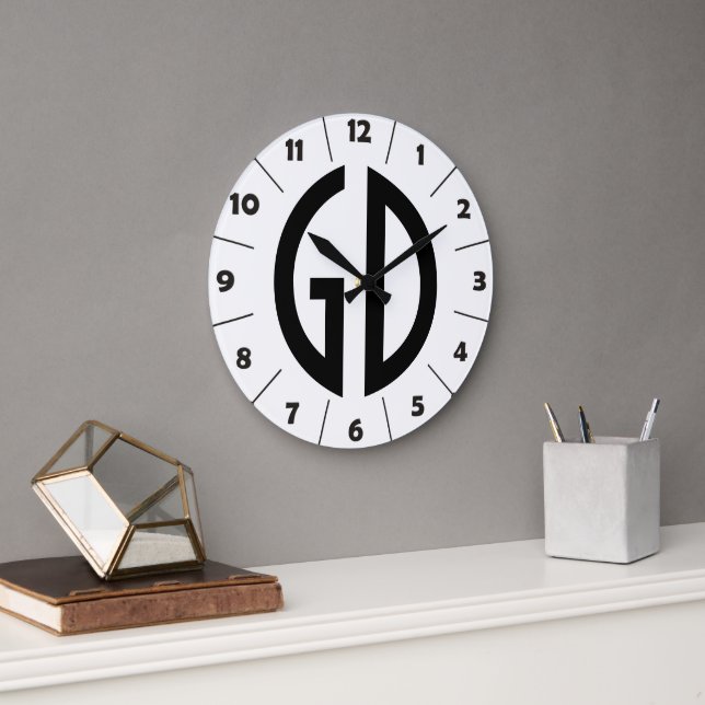 Einfach Monogramm Ideen 1 Große Wanduhr (Büro)