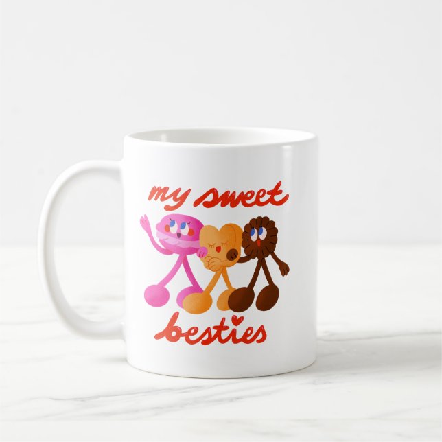 Einfach Niedlich spielend Drei Bonbons farbenfroh Kaffeetasse (Links)