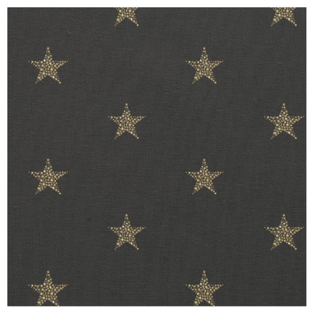 Einfach Niedlicher Gold Star mit schwarzem Muster Stoff (Nahaufnahme)