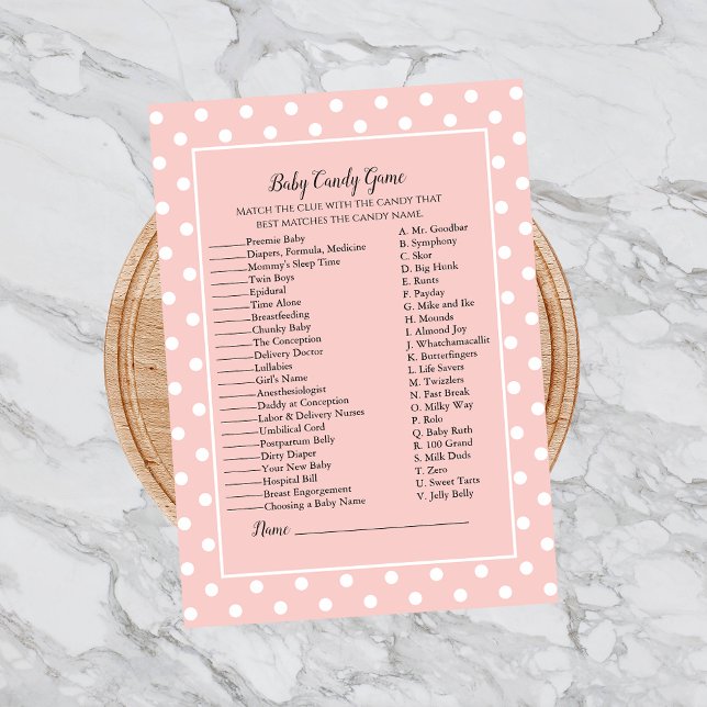 Einfach Niedliches Pink Bow Baby Candy Shower Game Einladung (Von Creator hochgeladen)