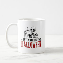 Einfach nur auf Halloween wartendes Skelett Kaffeetasse