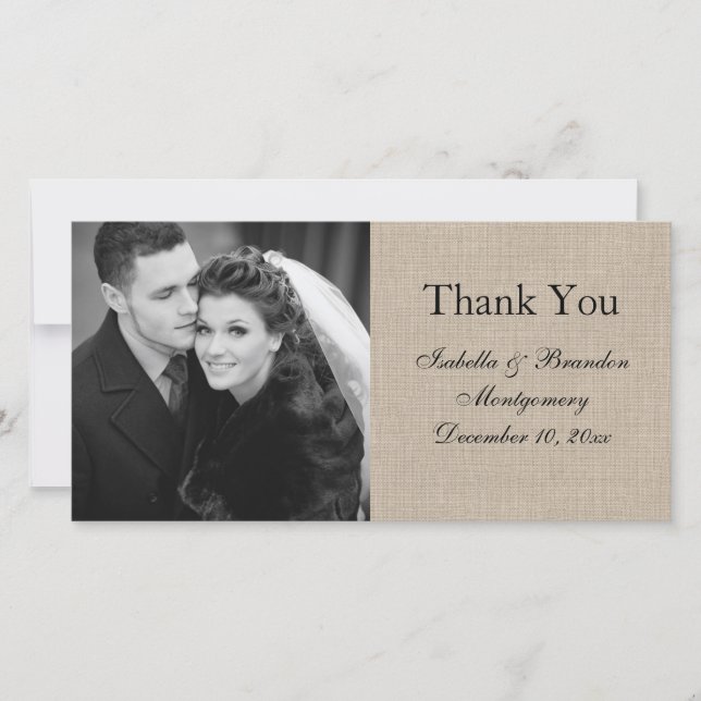 Einfach perfekt Burlap - Danke Foto Card (Vorderseite)