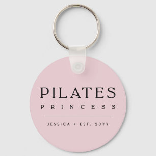 Einfach Personalisierter Rosa Pilates Prinzessin Schlüsselanhänger