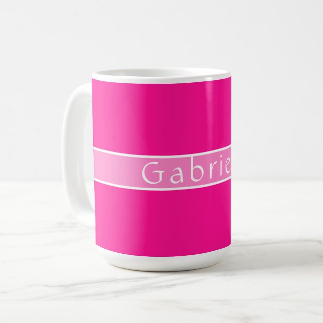 Einfach Personalisiertes Hot Pink Kaffeetasse (Vorderseite Links)