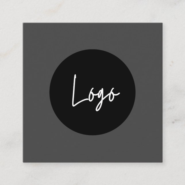 Einfach personalisiertes Logo, schwarze Visitenkar Quadratische Visitenkarte (Vorderseite)