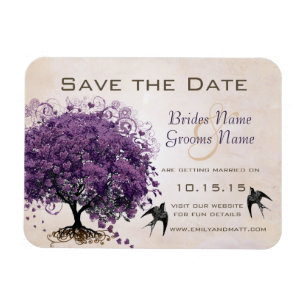 Einfach Pfirsich-Herz-Baum-Hochzeit Save the Date Magnet