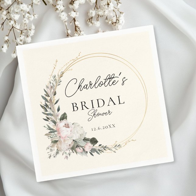 Einfach, Pfirsiche, Eukalyptus, Brautparty Serviette (Personalized, Simple, peony, eucalyptus, Bridal Shower Napkins)